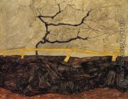 Bare Tree Behind A Fence - Egon Schiele