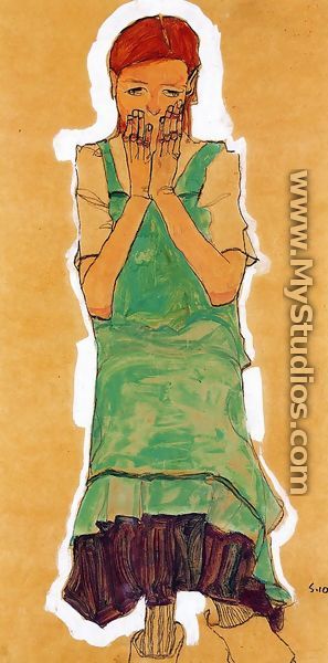 Girl With Green Pinafore - Egon Schiele