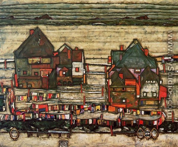 Houses With Laundry Aka Seeburg II - Egon Schiele
