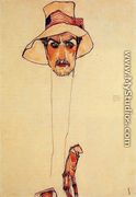 Portrait Of A Man With A Floppy Hat Aka Portrait Of Erwin Dominilk Osen - Egon Schiele
