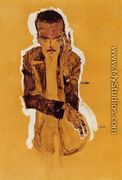 Portrait Of Eduard Kismack With Raised Left Hand - Egon Schiele