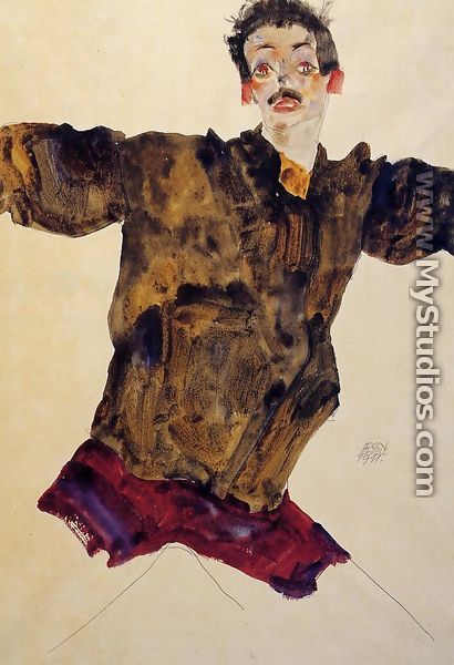 Self Portrait With Outstretched Arms - Egon Schiele