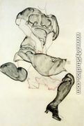 Woman With Black Stockings - Egon Schiele
