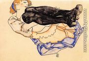 Woman With Blue Stockings - Egon Schiele