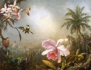 Orchids  Nesting Hummingbirds And A Butterfly - Martin Johnson Heade