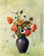 Anemones And Poppies In A Vase - Odilon Redon