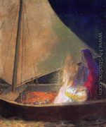Boat With Two Figures - Odilon Redon