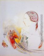 Profile Of A Child Aka Profile Of A Girl With Bird Of Paradise - Odilon Redon