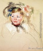 Head Of Sara In A Bonnet Looking Left - Mary Cassatt