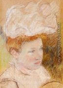 Leontine In A Pink Fluffy Hat - Mary Cassatt