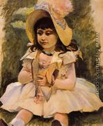 Little Girl With A Japanese Doll - Mary Cassatt