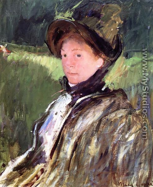 Lydia Cassatt In A Green Bonnet And A Coat - Mary Cassatt