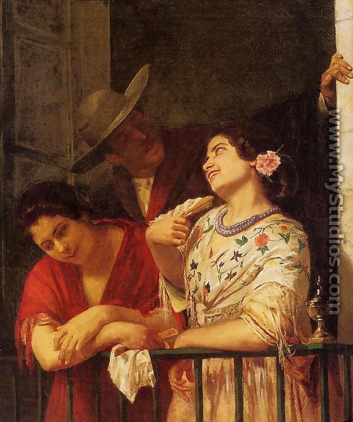 The Flirtation   A Balcony In Seville - Mary Cassatt