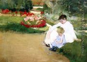 Woman And Child Seated In A Garden - Mary Cassatt