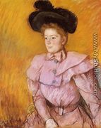 Woman In A Black Hat And A Raspberry Pink Costume - Mary Cassatt