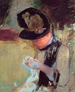 Young Woman Sewing In The Garden - Mary Cassatt