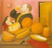Ma Drinking Orange Juice 1987 - Fernando Botero