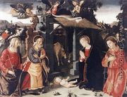 Nativity with Sts Lawrence and Andrew 1480-85 - Romano Antoniazzo