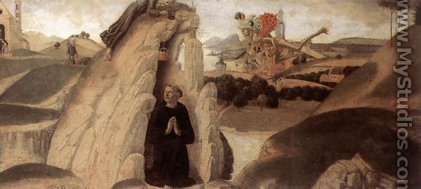 Three Episodes from the Life of St Benedict (1) 1475 - Neroccio (Bartolommeo)  De