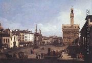 The Piazza della Signoria in Florence c. 1742, Oil on canvas, 61 x 90 cm, Museum of Fine Arts, Budapest - Bernardo Bellotto (Canaletto)