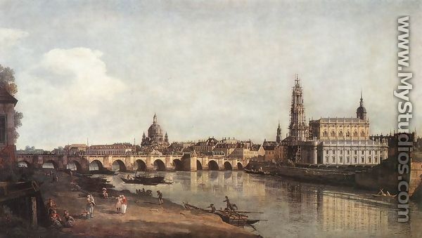 View of Dresden from the Right Bank of the Elbe with the Augustus Bridge 1748 - Bernardo Bellotto (Canaletto)