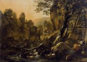 Herdsmen and Herds at a Waterfall c. 1665 - Nicolaes Berchem