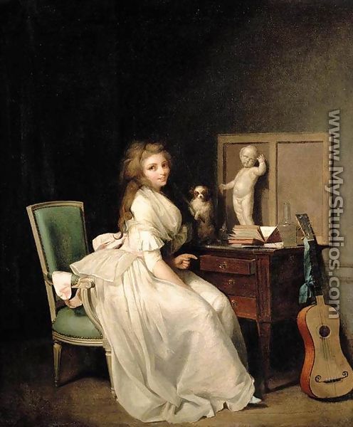 A Lady Seated at Her Desk - Louis Léopold Boilly