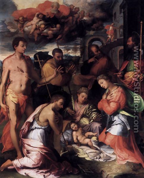 Adoration of the Child 1534 - Perino del Vaga (Pietro Bonaccors)