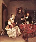 A Young Woman Playing a Theorbo to Two Men 1667-68 - Gerard Ter Borch