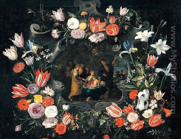 Still-Life of the Holy Kinship c. 1650 - Jan, the Younger Brueghel