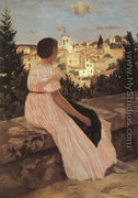 The Pink Dress (View of Castelnau-le-Lez, Hérault) 1864 - Frederic Bazille
