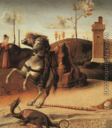 Pesaro Altarpiece, detail of the predella featuring St. George Fighting the Dragon 1470s - Giovanni Bellini