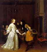 An Officer Making his Bow to a Lady 1662 - Gerard Ter Borch