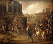 Battle Scene with a Roman Army Besieging a Large City - Juan De La Corte