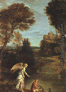 Landscape with Tobias Laying Hold of the Fish 1617-18 - Domenichino (Domenico Zampieri)