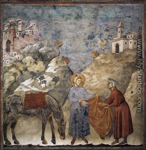 Legend of St Francis- 2. St Francis Giving his Mantle to a Poor Man 1297-99 - Giotto Di Bondone