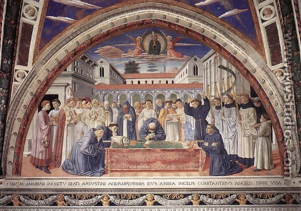 Funeral of St Augustine (scene 17, south wall) 1464-65 - Benozzo di Lese di Sandro Gozzoli