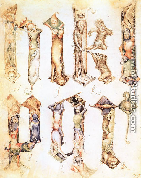Gothic letters from a model book 1390 - Giovannino de
