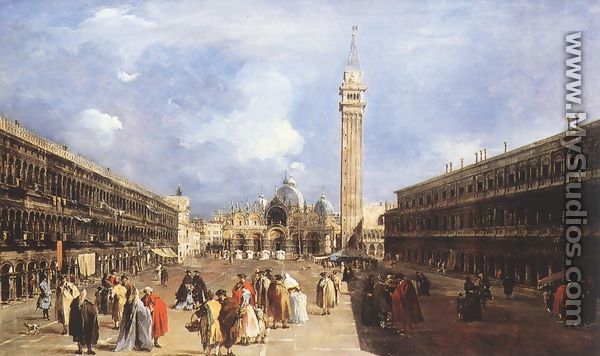 The Piazza San Marco towards the Basilica 1760-65 - Francesco Guardi