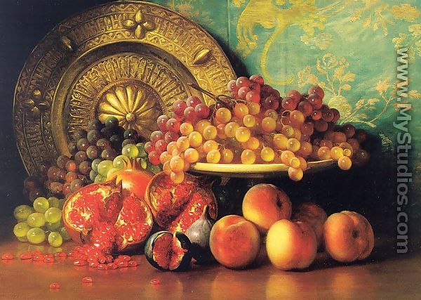 Figs, Pomegranates, Grapes, and Brass Plate  1887 - George Henry Hall
