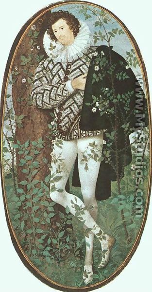 A Youth Leaning Against a Tree Among Roses  c.1588 - Nicholas Hilliard