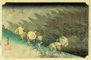53 Stations on the Tokaido- Sudden Shower over Shono - Utagawa or Ando Hiroshige