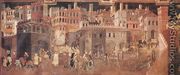 Effects of Good Government on the City Life (detail-1)  1338-40 - Ambrogio Lorenzetti