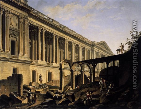 Clearing the Area in front of the Louvre Colonnade (1)  c. 1760 - Pierre-Antoine de Machy