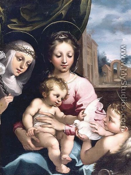 Madonna and Child with the Infant St John the Baptist and St Catherine of Siena c. 1610 - Rutilio Manetti