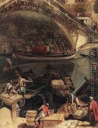 The Rialto Bridge in Venice (detail) c. 1740 - Michele Marieschi