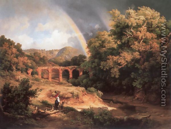 Italian Landscape with Viaduct and Rainbow 1838 - Károly, the Elder Markó