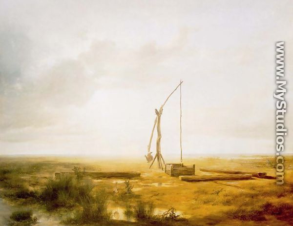 View of the Great Hungarian Plain with Draw Well 1853 - Károly, the Elder Markó