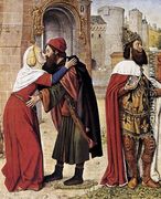 Meeting at the Golden Gate c. 1488 - Master of Moulins  (Jean Hey)