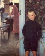 Woman & Child in an Interior (Son of the Artist) - Paul Mathey